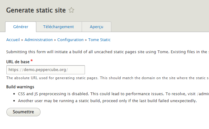génération du site statique