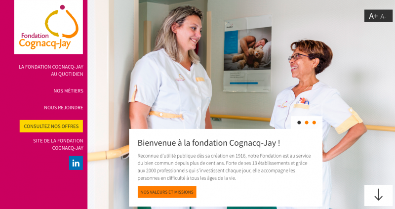 Page d'accueil du site dédié au recrutement de la Fondation Cognacq-Jay